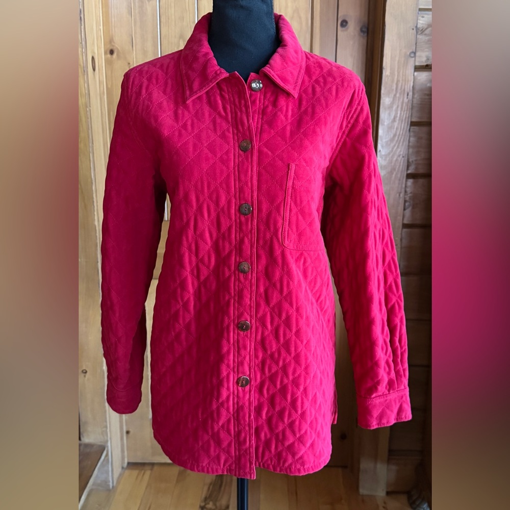 Talbots Quilted Utility Jacket Barn Chore Shacket Red (M/Petite) - Picture 3 of 17